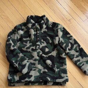 Mud Pie Green Camouflage Fleece Pullover